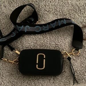 Marc Jacobs Navy and Gold Structured Crossbody Bag